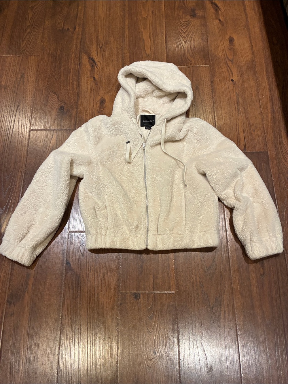 Sanctuary Cream Sherpa Zip-Up Hoodie Jacket
